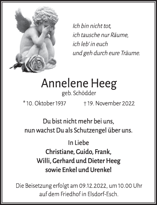 Anzeige von Annelene Heeg von  Werbepost 