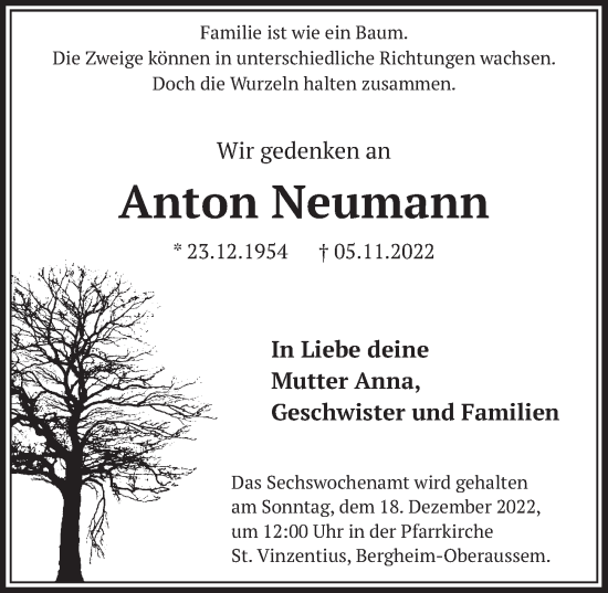 Anzeige von Anton Neumann von  Wochenende  Werbepost 