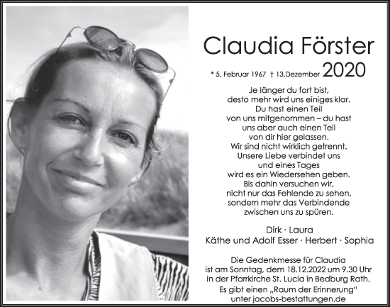 Anzeige von Claudia Förster von  Werbepost 