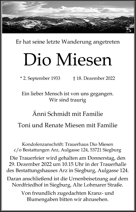 Anzeige von Dio Miesen von Kölner Stadt-Anzeiger / Kölnische Rundschau / Express