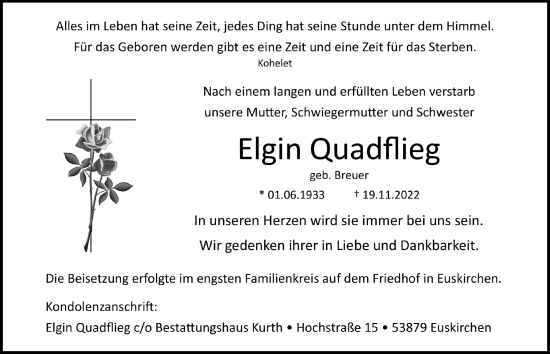Anzeige von Elgin Quadflieg von  Blickpunkt Euskirchen 