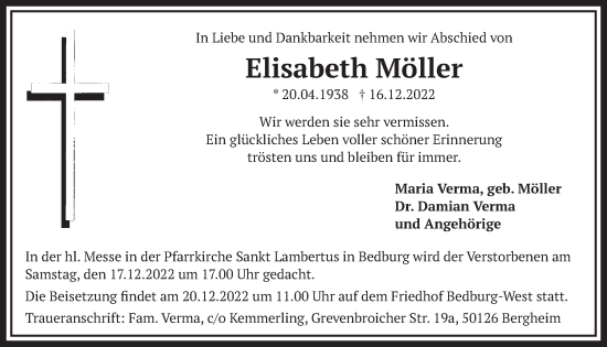 Anzeige von Elisabeth Möller von  Werbepost 