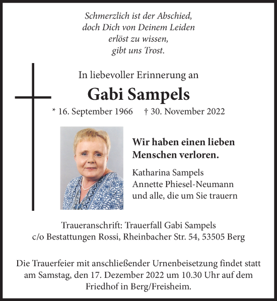 Anzeige von Gabi Sampels von  Schaufenster/Blickpunkt 