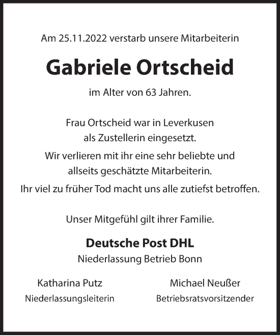 Anzeige von Gabriele Ortscheid von  Lokale Informationen 