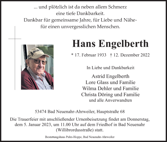 Anzeige von Hans Engelberth von Kölner Stadt-Anzeiger / Kölnische Rundschau / Express