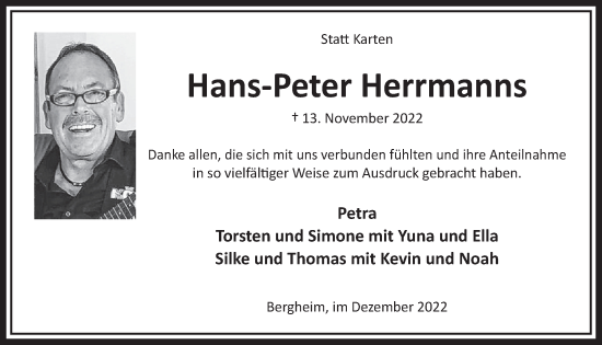 Anzeige von Hans-Peter Herrmanns von  Werbepost 
