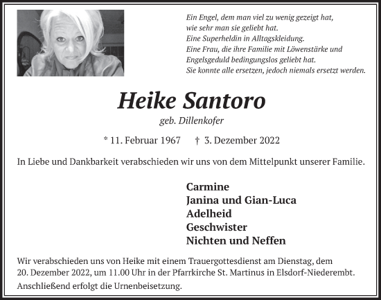 Anzeige von Heike Santoro von  Werbepost 