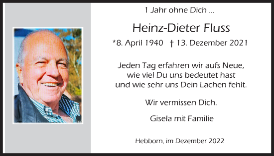 Anzeige von Heinz-Dieter Fluss von  Bergisches Handelsblatt 
