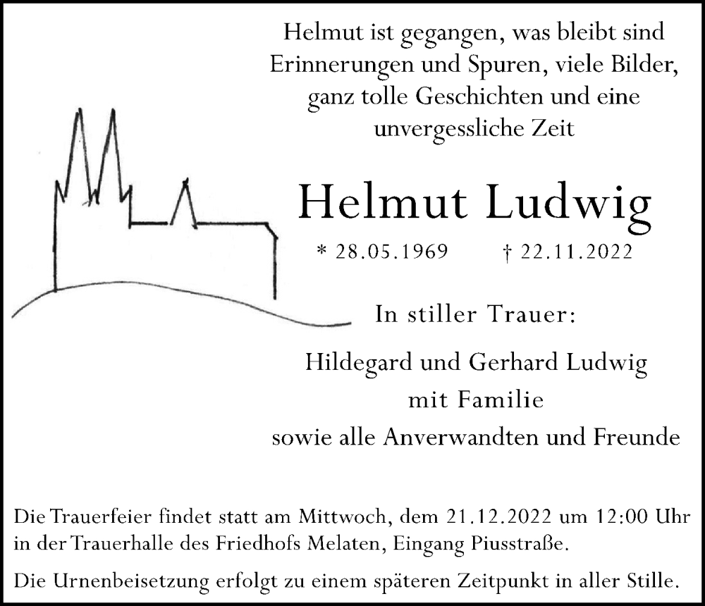  Traueranzeige für Helmut Ludwig vom 17.12.2022 aus Kölner Stadt-Anzeiger / Kölnische Rundschau / Express