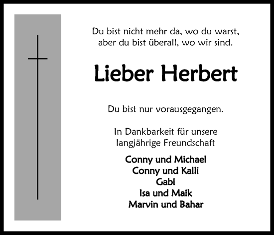 Anzeige von Herbert  von Kölner Stadt-Anzeiger / Kölnische Rundschau / Express