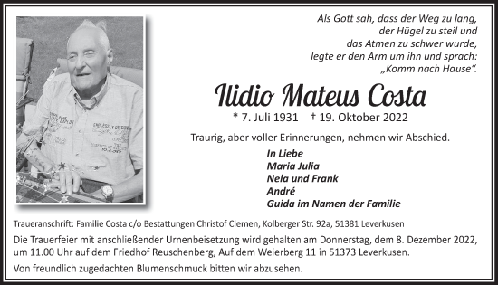 Anzeige von Ilidio Mateus Costa von  Lokale Informationen 