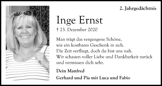 Anzeige von Inge Ernst von Kölner Stadt-Anzeiger / Kölnische Rundschau / Express