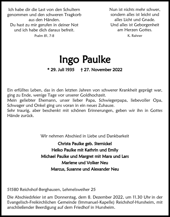 Anzeige von Ingo Paulke von Kölner Stadt-Anzeiger / Kölnische Rundschau / Express