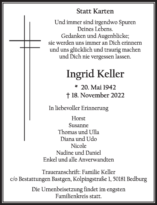 Anzeige von Ingrid Keller von  Werbepost 