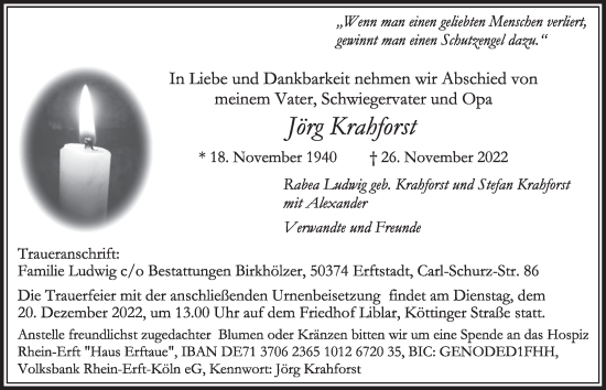 Anzeige von Jörg Krahforst von  Werbepost 