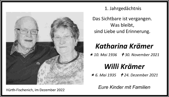 Anzeige von Katharina Krämer von  Wochenende 