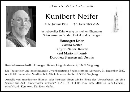 Anzeige von Kunibert Neifer von Kölner Stadt-Anzeiger / Kölnische Rundschau / Express