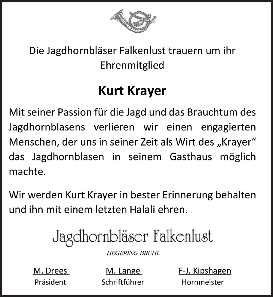  Traueranzeige für Kurt Krayer vom 09.12.2022 aus  Schlossbote/Werbekurier 