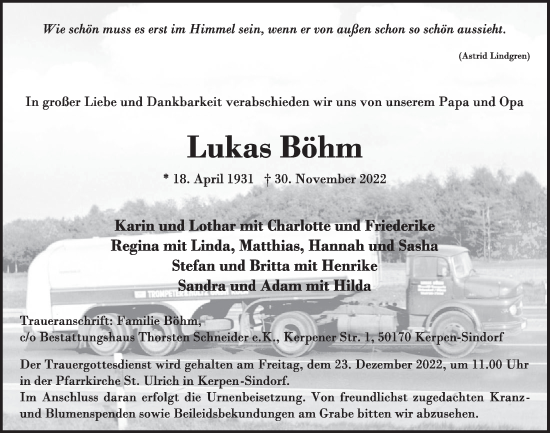 Anzeige von Lukas Böhm von  Werbepost 