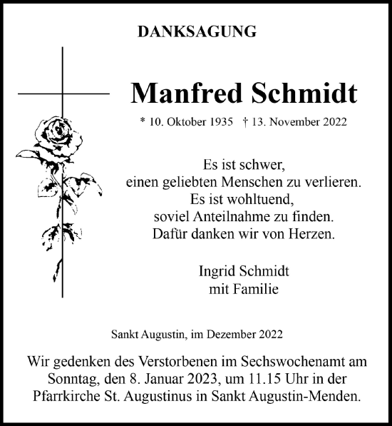 Anzeige von Manfred Schmidt von  Extra Blatt 