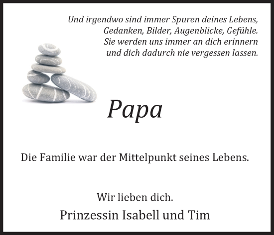 Anzeige von Papa  von Kölner Stadt-Anzeiger / Kölnische Rundschau / Express