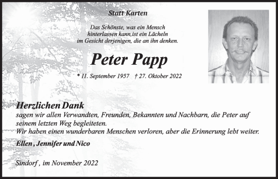 Anzeige von Peter Papp von  Werbepost 