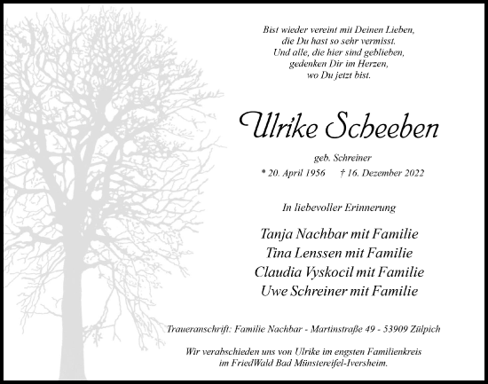 Anzeige von Ulrike Scheeben von  Blickpunkt Euskirchen 