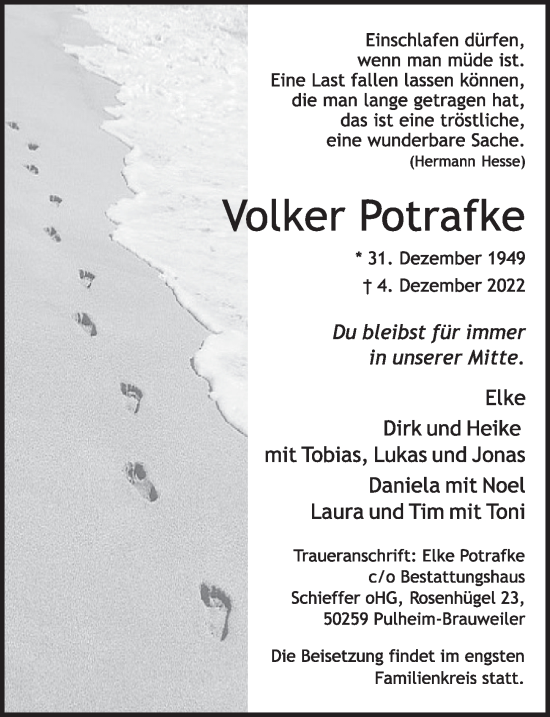 Anzeige von Volker Potrafke von  Werbepost 