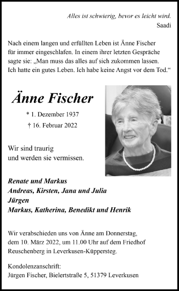 Anzeige von Änne Fischer von  Lokale Informationen 