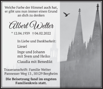 Anzeige von Albert Welter von  Werbepost 