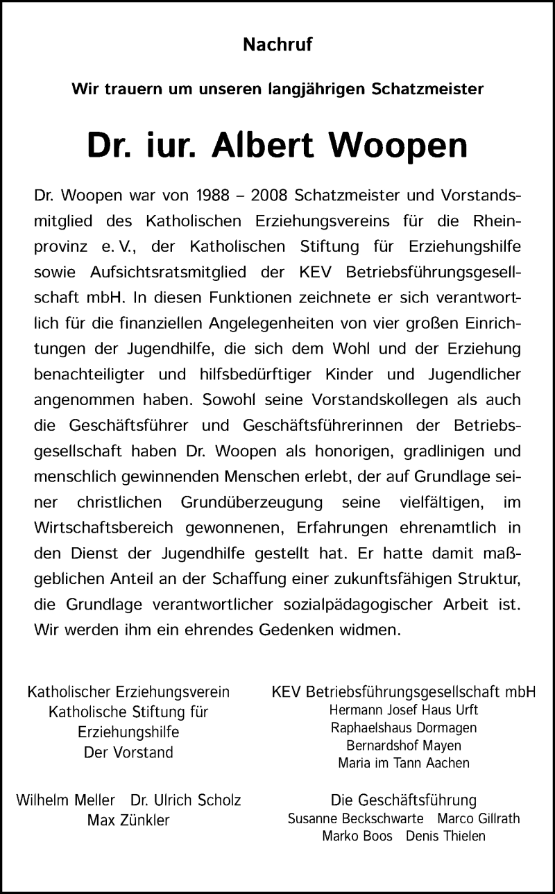  Traueranzeige für Albert Woopen vom 05.02.2022 aus Kölner Stadt-Anzeiger / Kölnische Rundschau / Express