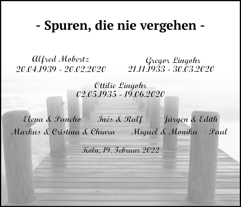  Traueranzeige für Alfred Mobertz vom 19.02.2022 aus Kölner Stadt-Anzeiger / Kölnische Rundschau / Express