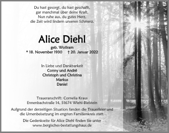 Anzeige von Alice Diehl von  Anzeigen Echo 