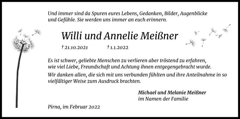  Traueranzeige für Annelie Meißner vom 26.02.2022 aus Kölner Stadt-Anzeiger / Kölnische Rundschau / Express