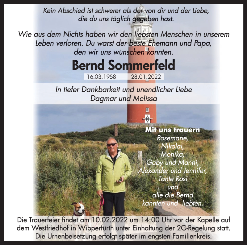  Traueranzeige für Bernd Sommerfeld vom 05.02.2022 aus Kölner Stadt-Anzeiger / Kölnische Rundschau / Express