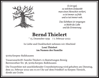 Anzeige von Bernd Thielert von  Werbepost 