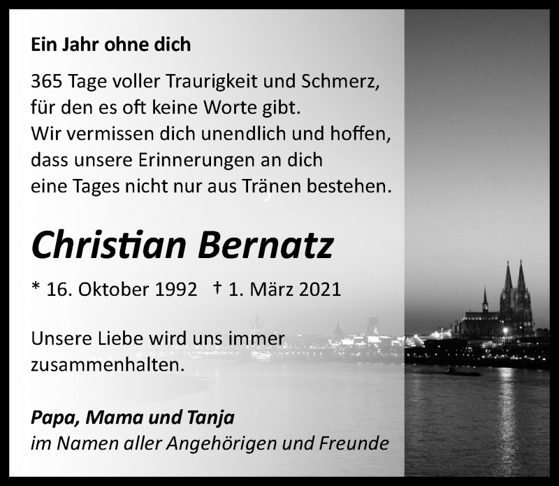  Traueranzeige für Christian Bernatz vom 04.02.2022 aus 