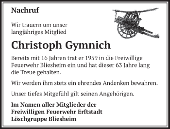 Anzeige von Christoph Gymnich von  Werbepost 