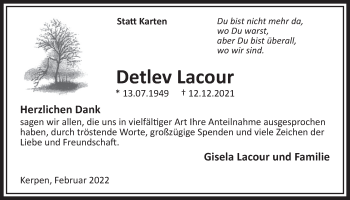 Anzeige von Detlev Lacour von  Wochenende  Werbepost 