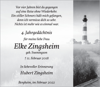 Anzeige von Elke Zingsheim von  Werbepost 