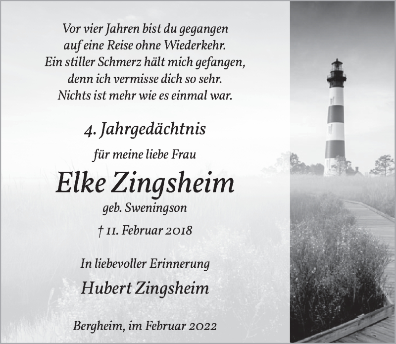  Traueranzeige für Elke Zingsheim vom 11.02.2022 aus  Werbepost 