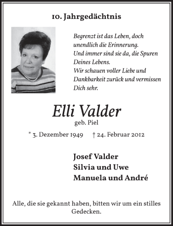 Anzeige von Elli Valder von  Werbepost 