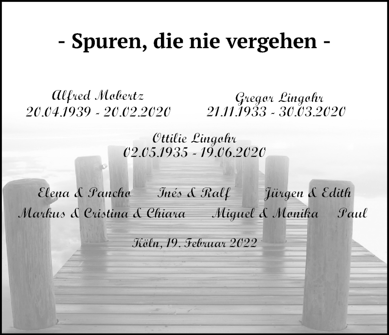  Traueranzeige für Gregor Lingohr vom 19.02.2022 aus Kölner Stadt-Anzeiger / Kölnische Rundschau / Express