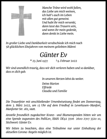 Anzeige von Günter Ev von Kölner Stadt-Anzeiger / Kölnische Rundschau / Express
