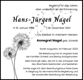 Anzeige von Hans-Jürgen Nagel von Kölner Stadt-Anzeiger / Kölnische Rundschau / Express