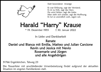 Anzeige von Harald Krause von  Anzeigen Echo 