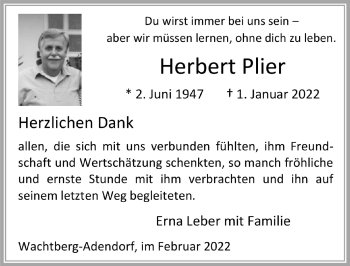 Anzeige von Herbert Plier von  Schaufenster/Blickpunkt 