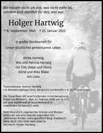 Anzeige von Holger Hartwig von Kölner Stadt-Anzeiger / Kölnische Rundschau / Express