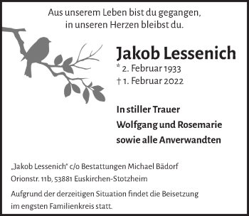Anzeige von Jakob Lessenich von  Blickpunkt Euskirchen 