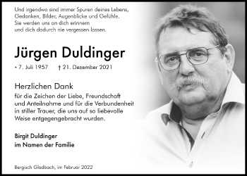 Anzeige von Jürgen Duldinger von  Bergisches Handelsblatt 
